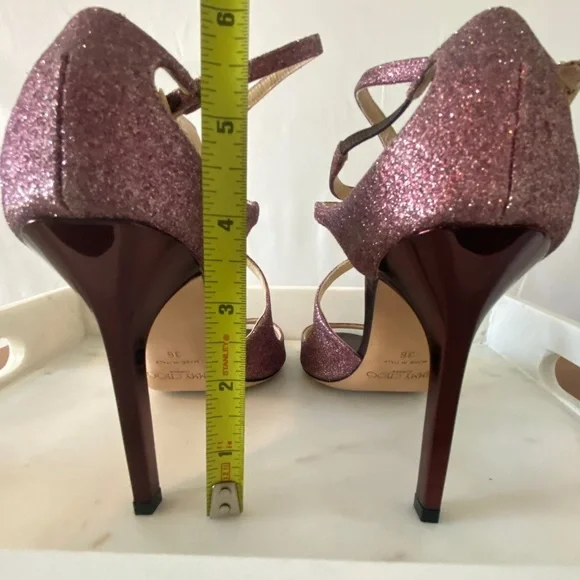 JimmyChoo /ピンクゴールド/36サイズ JIMMY CHOO Lang Pink Glitter Heel. Size 36